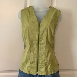 Coordinate Women's Size US 14 Vest Zipper Front Adjustable Back Green V Neck.